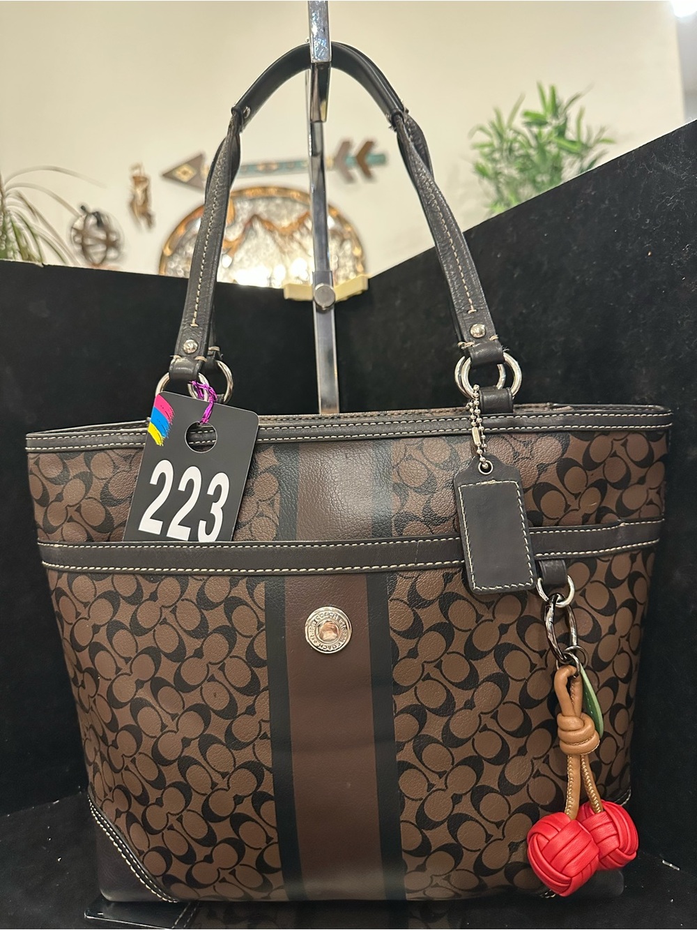 Coach # 223 Chelsea Heritage stripe signature tote bag